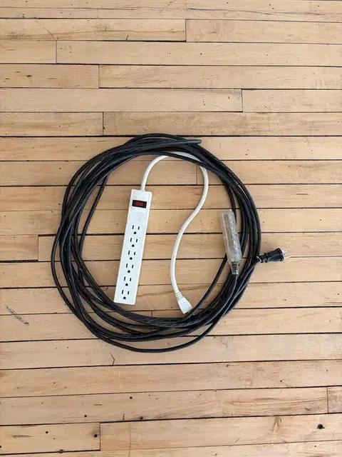 Power bar and extension cord at The Harlow Exchange